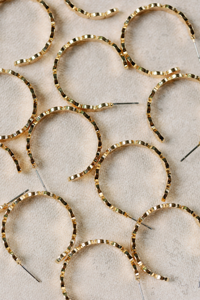 1 Inch Hammered Gold Scalloped Hoop Earrings St. Armands Designs of