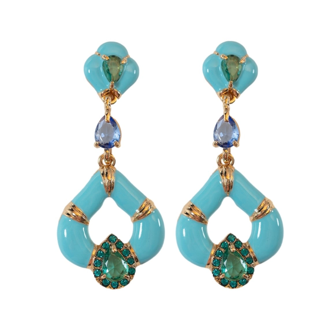 Aegean Dream Crystal Turquoise Teardrop Statement Earrings – St