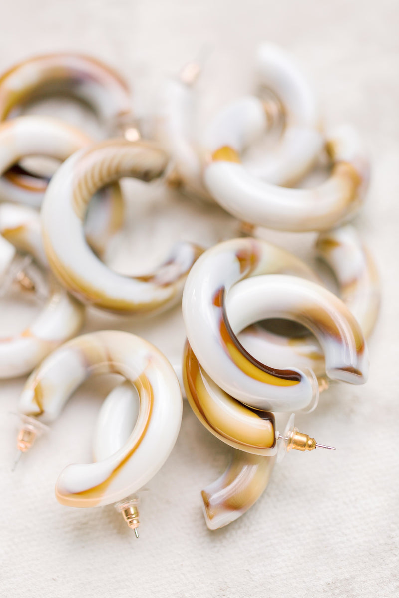 Latte Chunky Lucite Statement Hoop Earrings main image 0