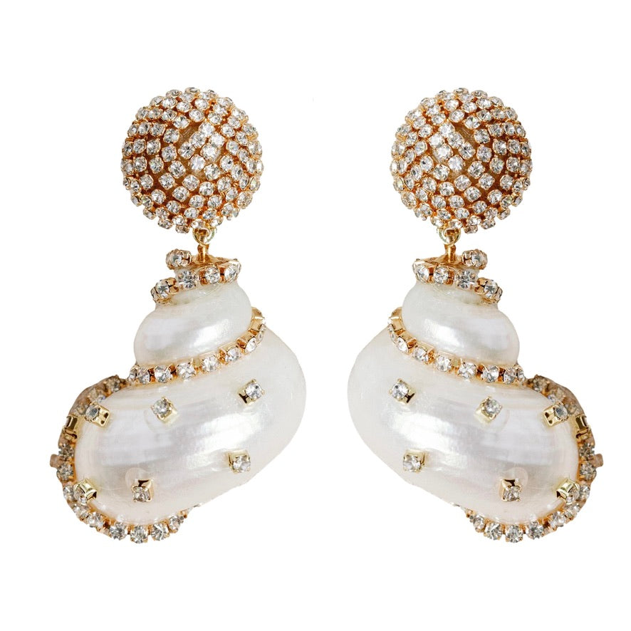 St Armands Designs Diamond Rhinestone Wrapped White Shells 