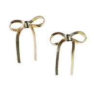 Mini Gold Duster Bow Holiday Earrings