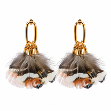 Foxfire Fall Feather Tassel Statement Earrings