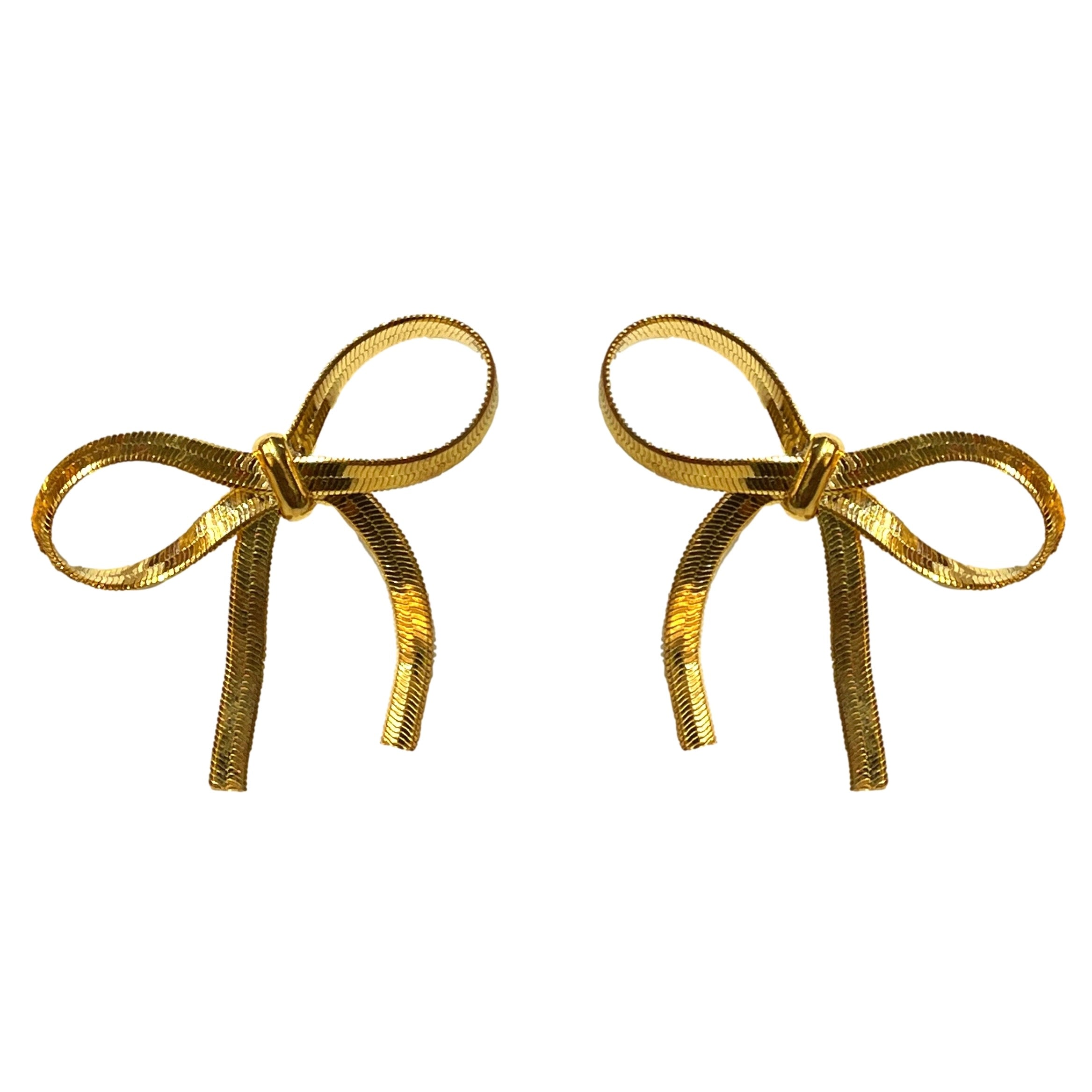 Mini Gold Duster Bow Holiday Earrings
