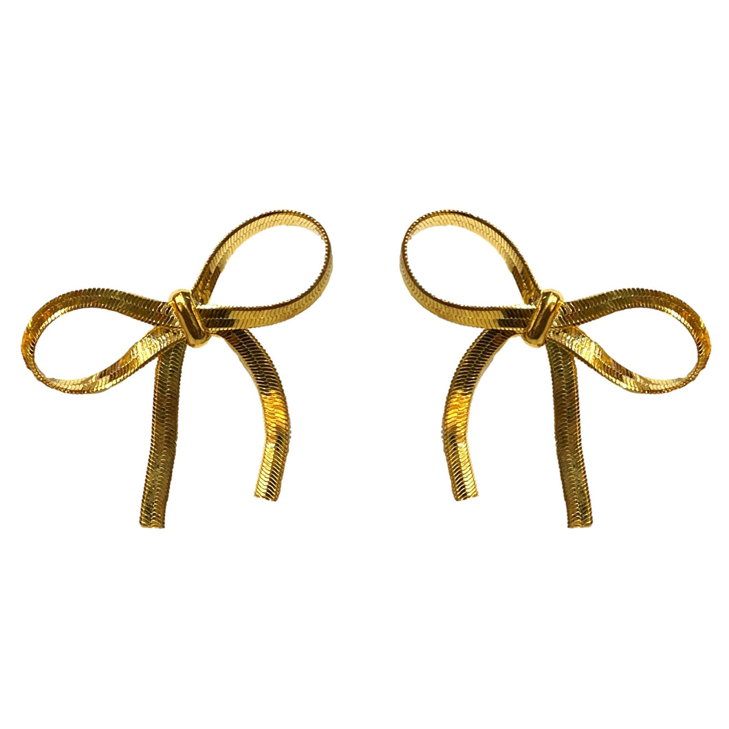 Mini Gold Duster Bow Holiday Earrings