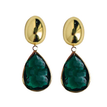 Vintage Chunky Gold and Green Statement Drop Earrings