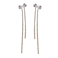 Tuxedo Bow Crystal Duster Drop Holiday Statement Earrings
