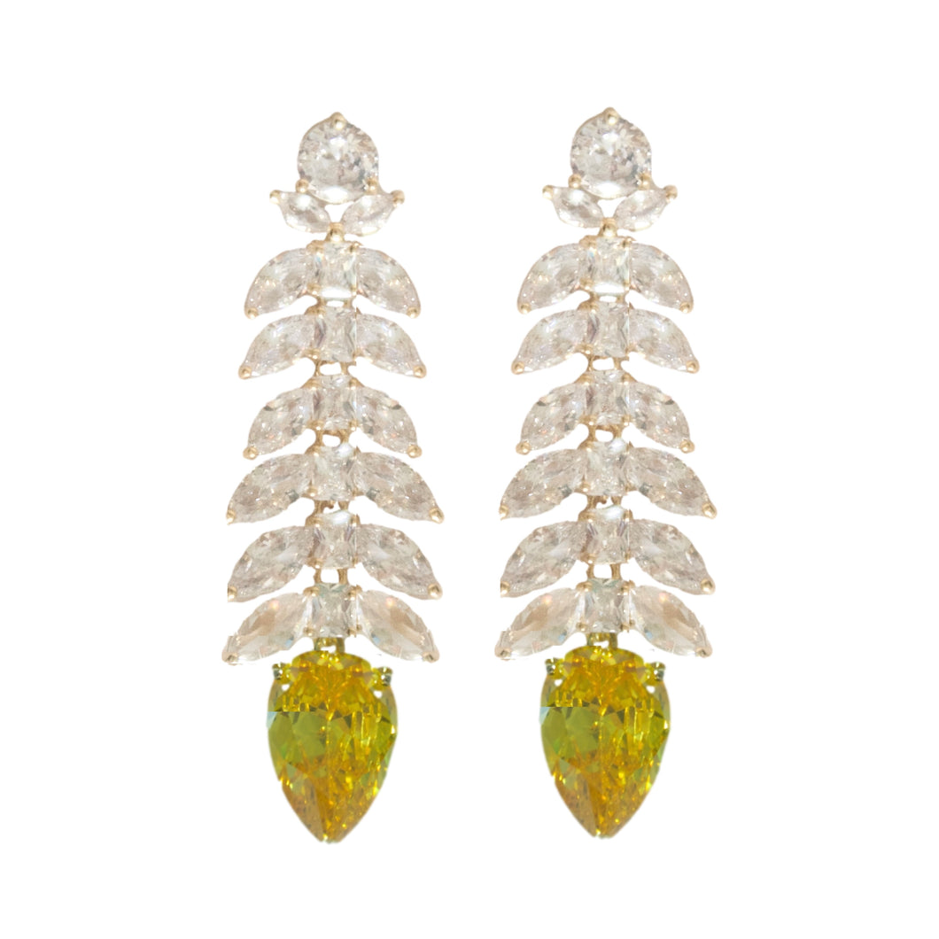 White & Canary Yellow Gala Sparkle Holiday Statement Earring