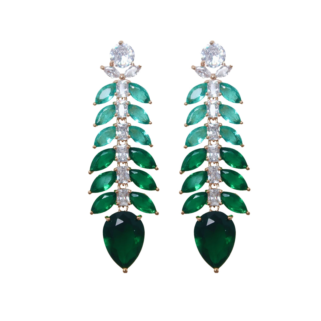 Emerald Green Ombre Gala Sparkle Holiday Statement Earrings