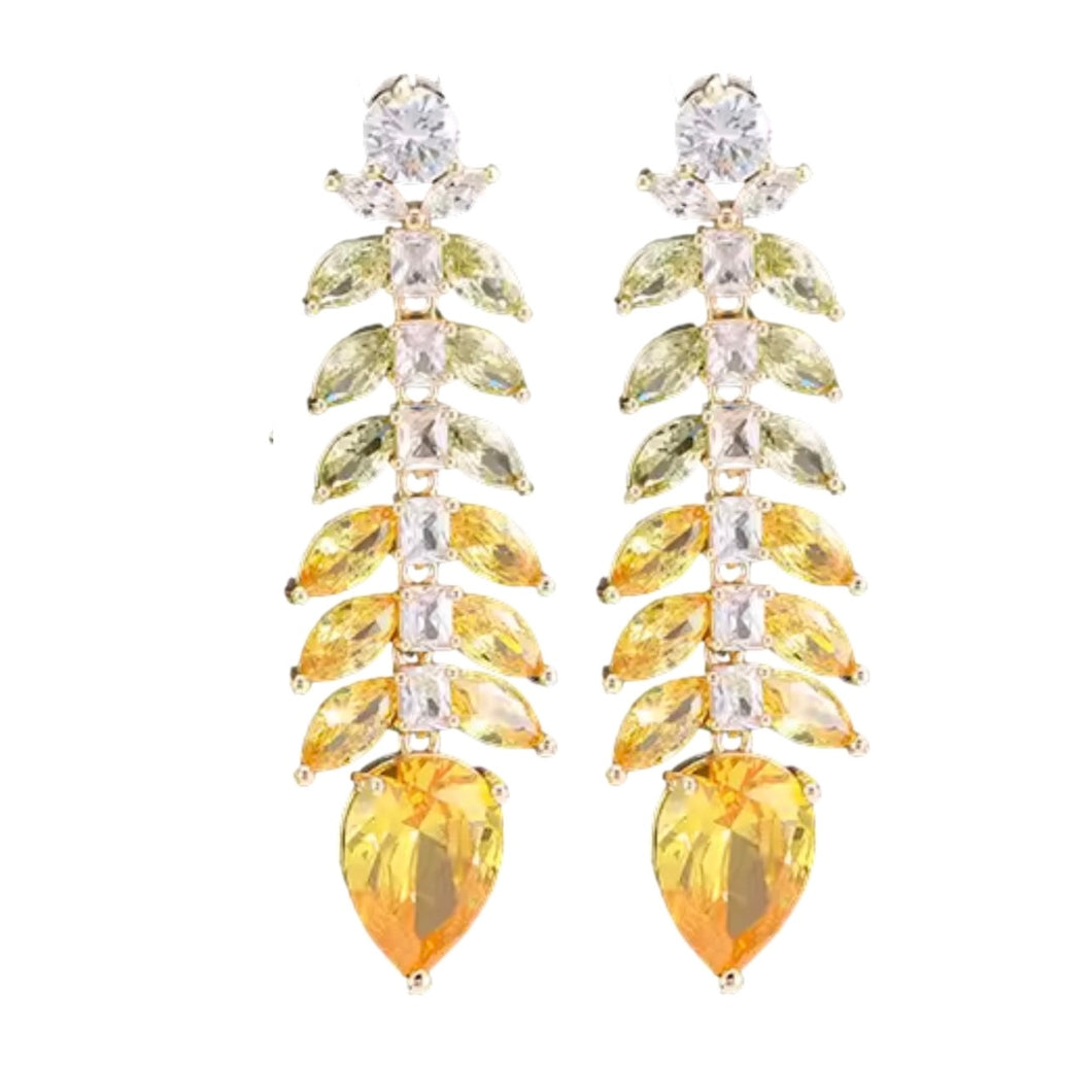Canary Yellow Ombre Gala Sparkle Holiday Statement Earrings