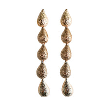 Swingy Textured Gold Teardrop Cascade Statement Earrings