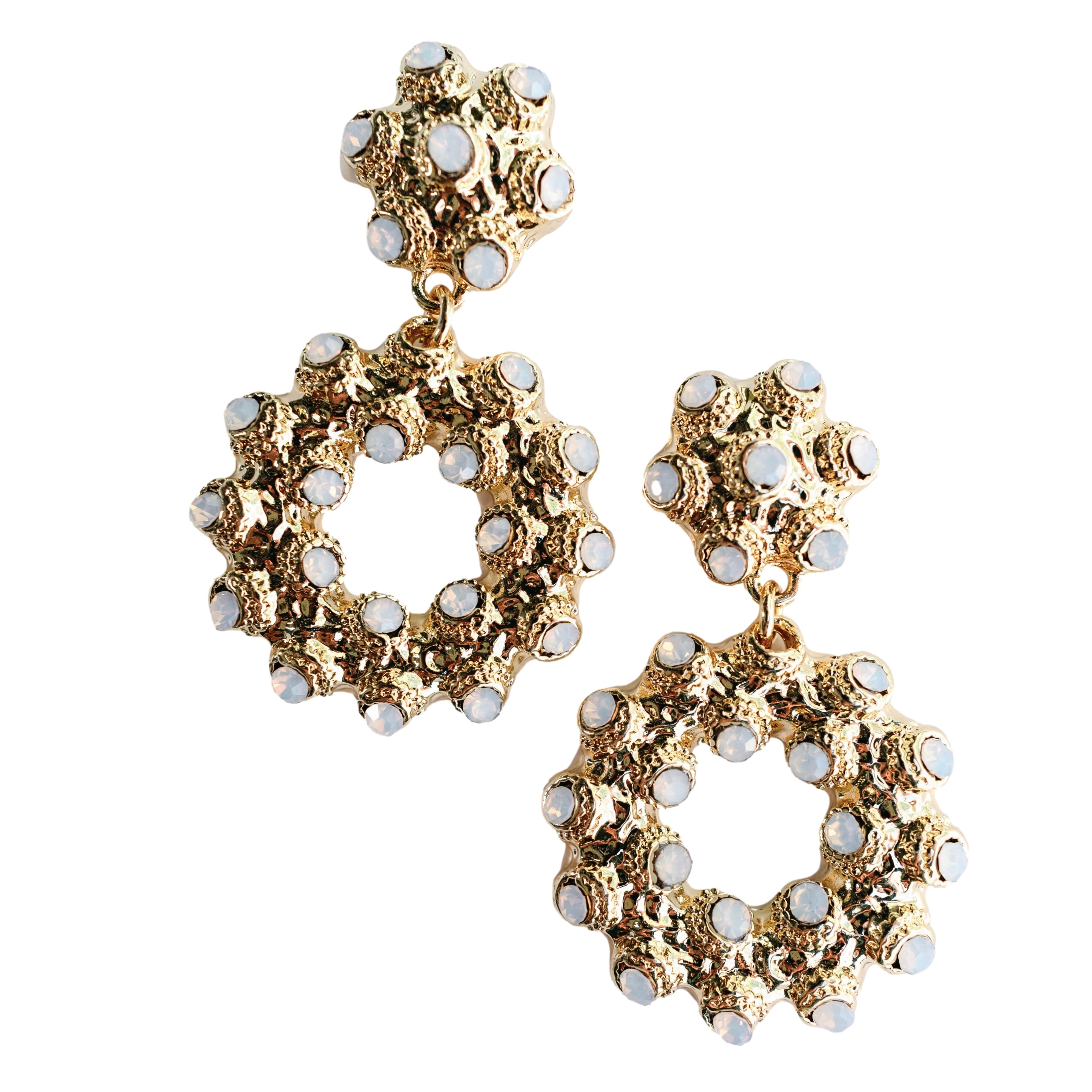 Coastal Crystal Halo Drop Earrings