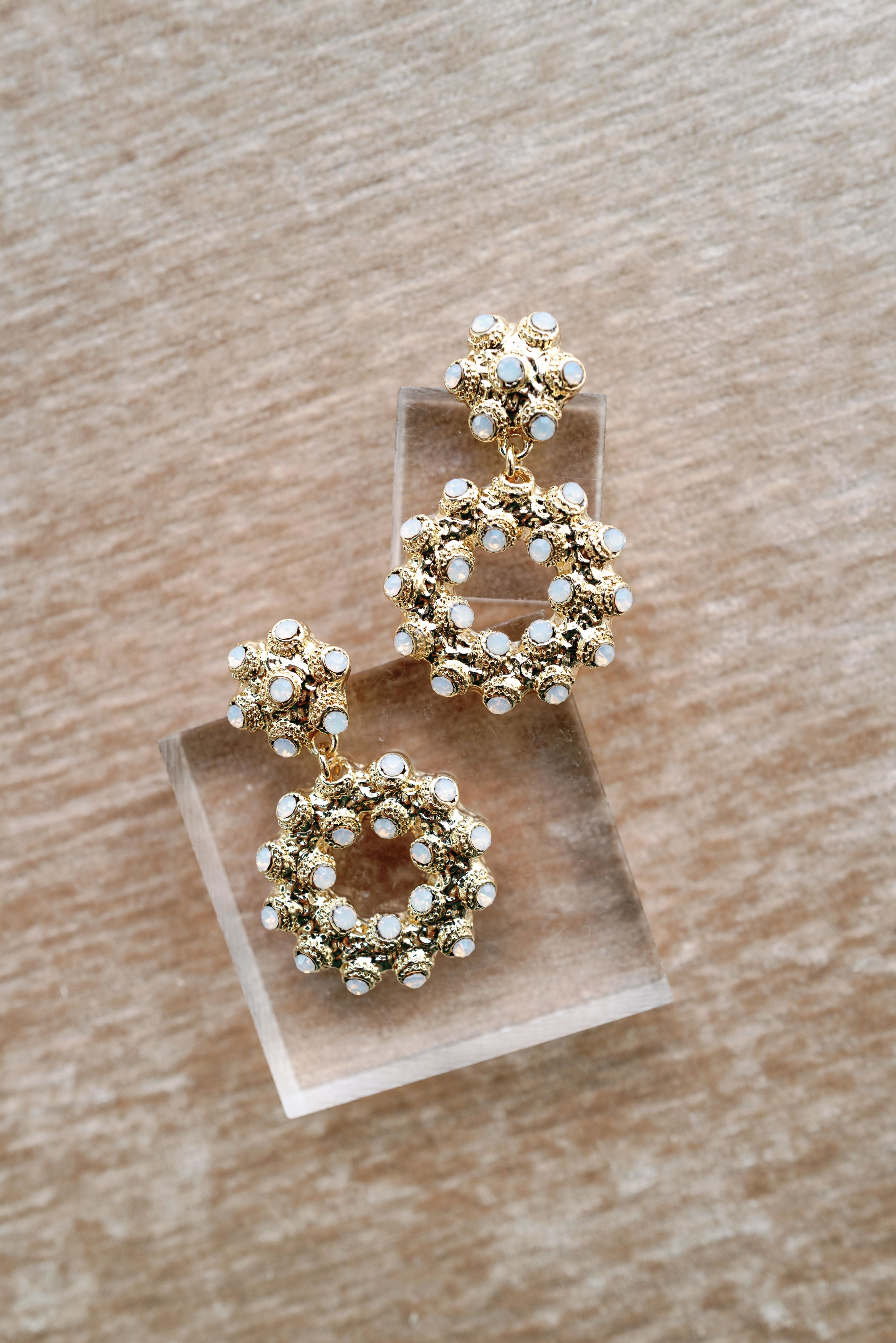 Coastal Crystal Halo Drop Earrings