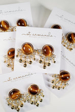 Tiger’s Eye Crystal Fringe Statement Earrings