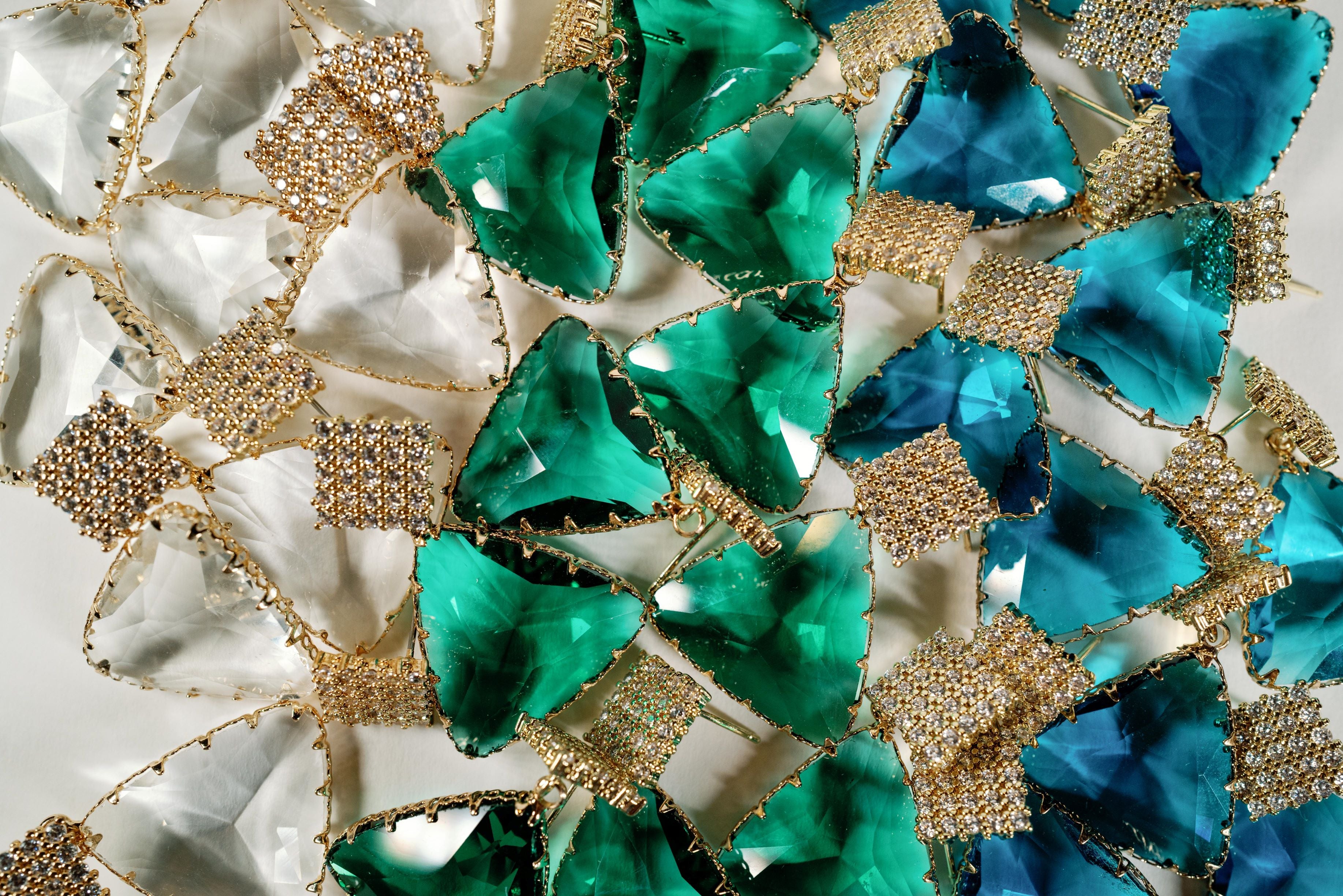 Capri Blue Pavé Triangle Crystal Drop Statement Earrings