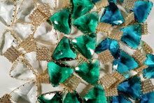 Emerald Green Pavé Triangle Crystal Drop Statement Earrings