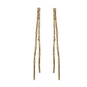 Diamond Dotted Gold Duster Statement Earrings
