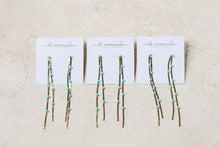 Turquoise Dotted Gold Duster Statement Earrings