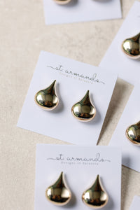 1 Inch Gold Teardrop Statement Stud