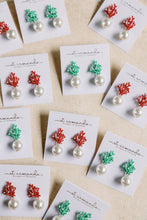 Pearl and Red Coral Mini Statement Earrings