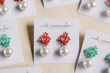 Pearl and Red Coral Mini Statement Earrings