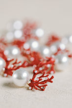 Pearl and Red Coral Mini Statement Earrings