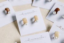 Mini Natural Raffia and Pearl Huggie Hoop Earring