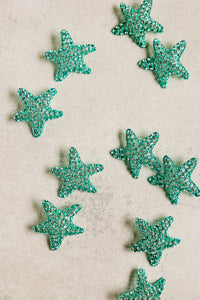 Green Rhinestone Starfish Statement Earrings