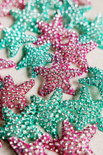 Green Rhinestone Starfish Statement Earrings