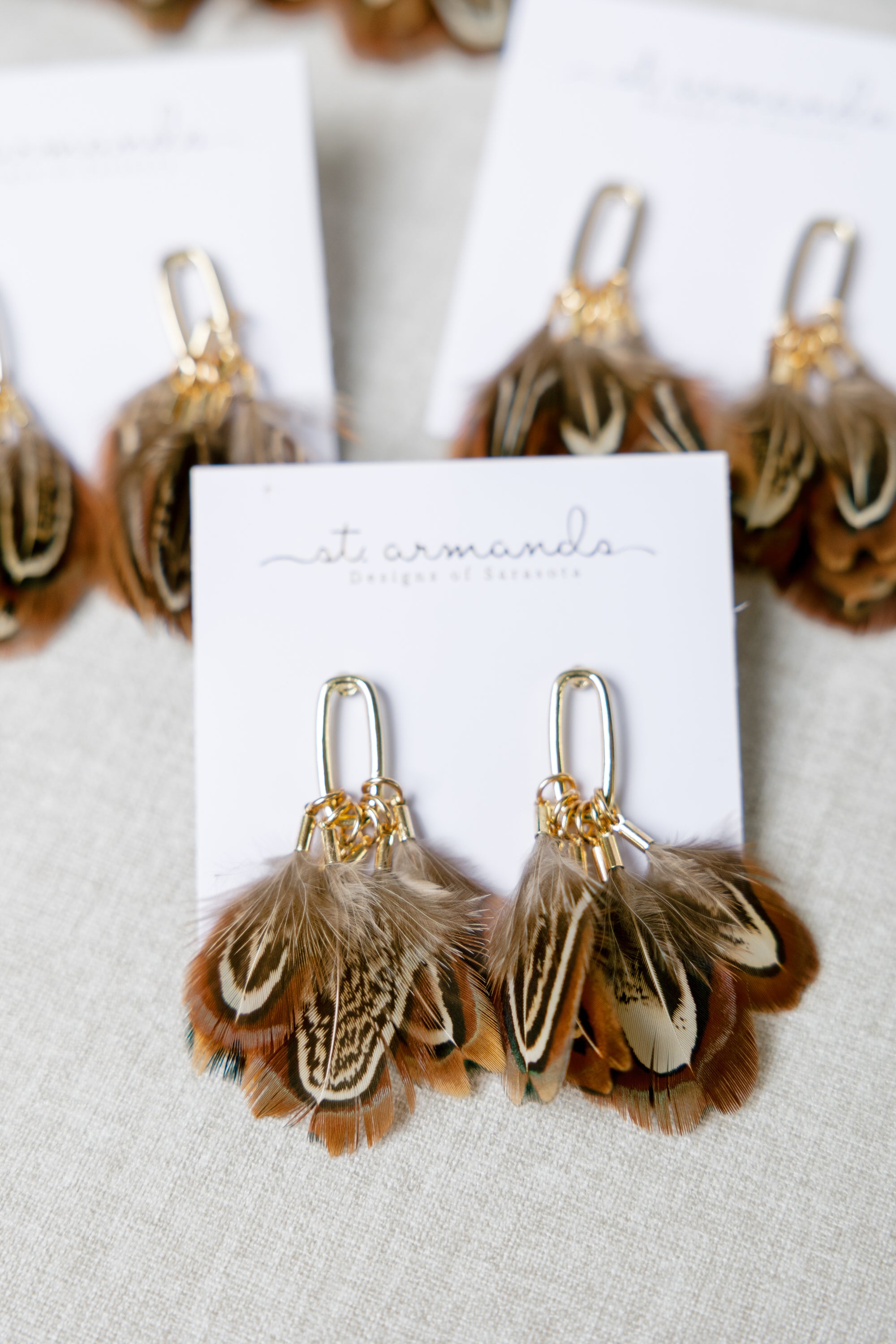 Pre-Order: Chestnut Pheasant Fall Feather Tassel Statement Earrings