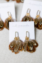 Chestnut Pheasant Fall Feather Tassel Statement Earrings