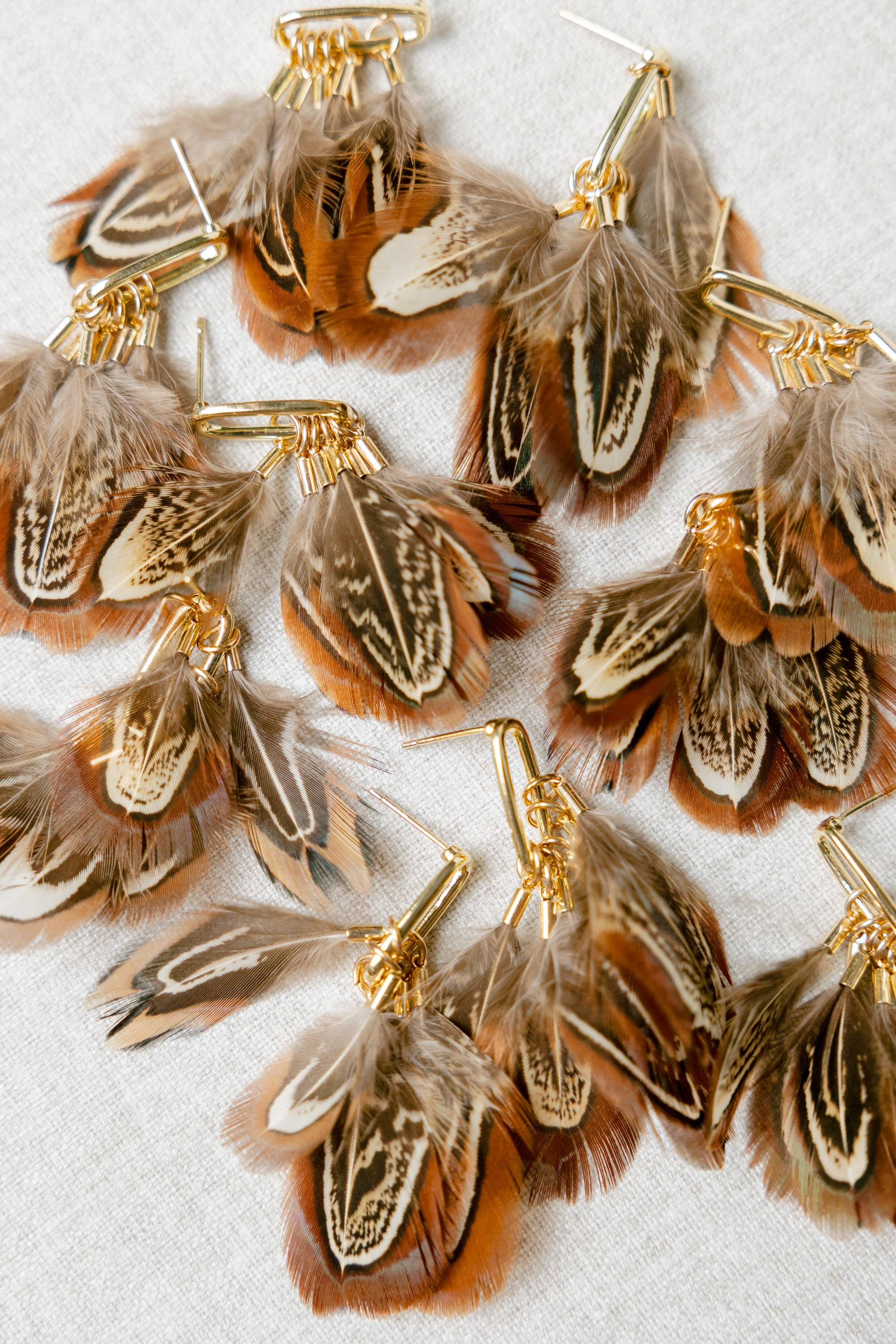Pre-Order: Chestnut Pheasant Fall Feather Tassel Statement Earrings