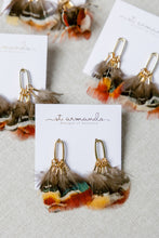 Foxfire Fall Feather Tassel Statement Earrings