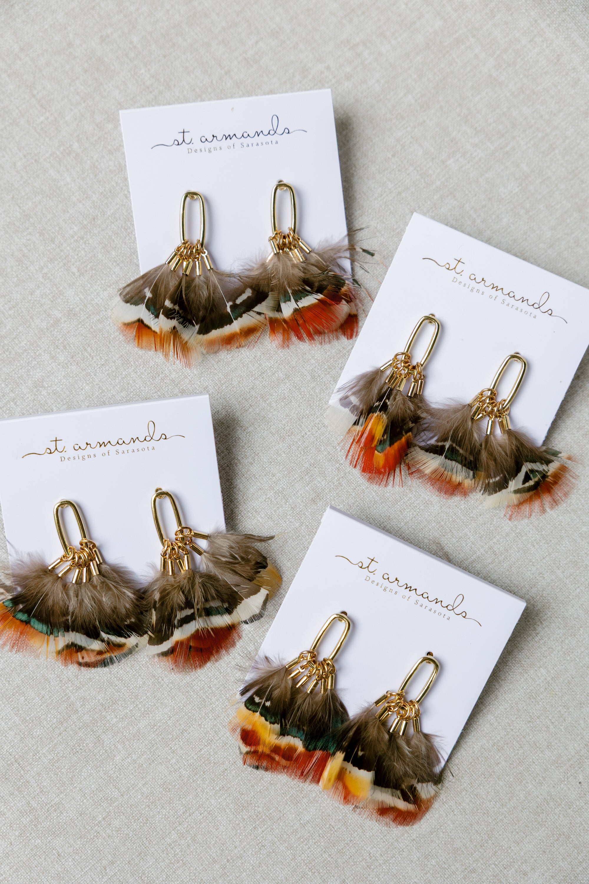 Foxfire Fall Feather Tassel Statement Earrings