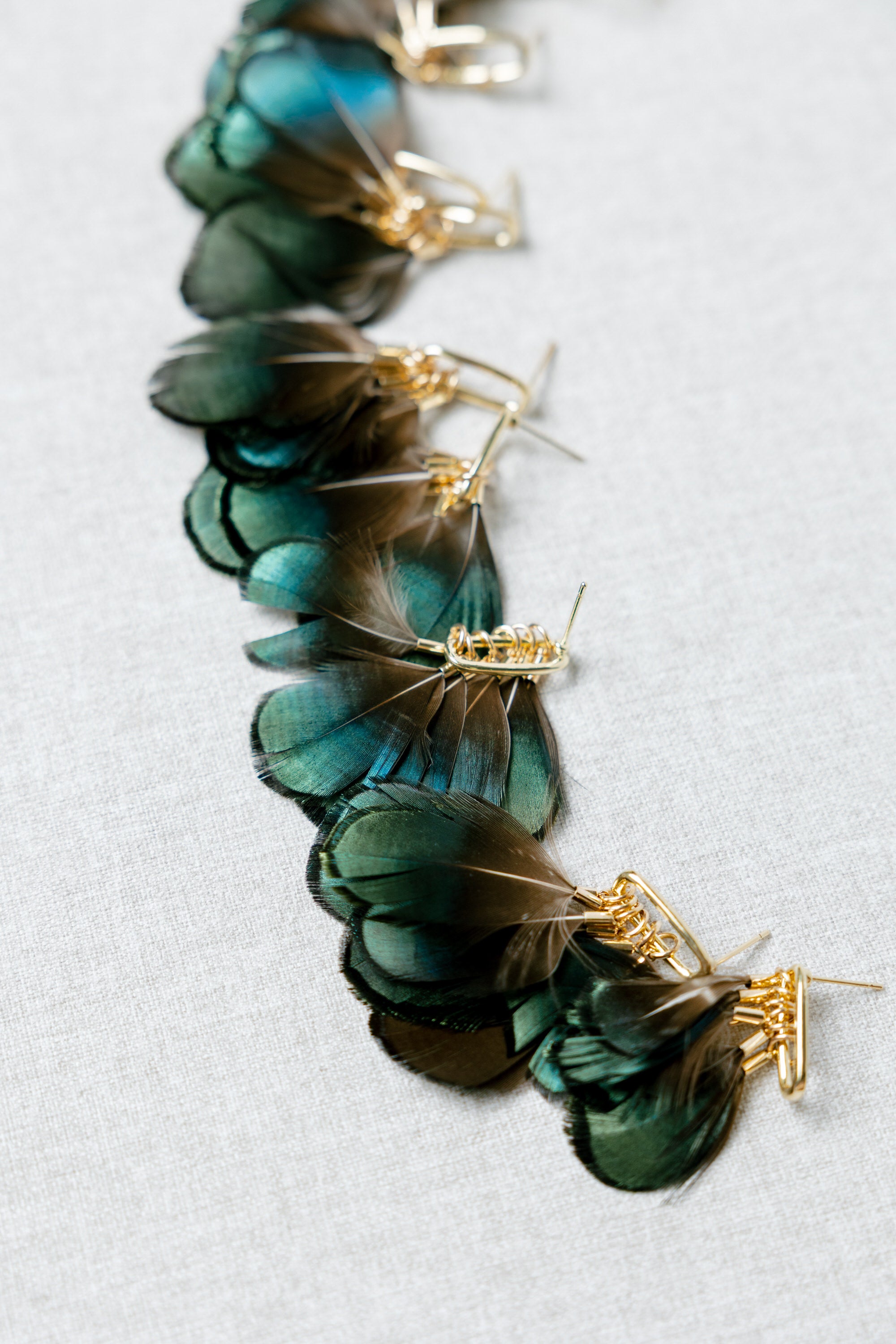 Juniper Fall Feather Tassel Statement Earrings