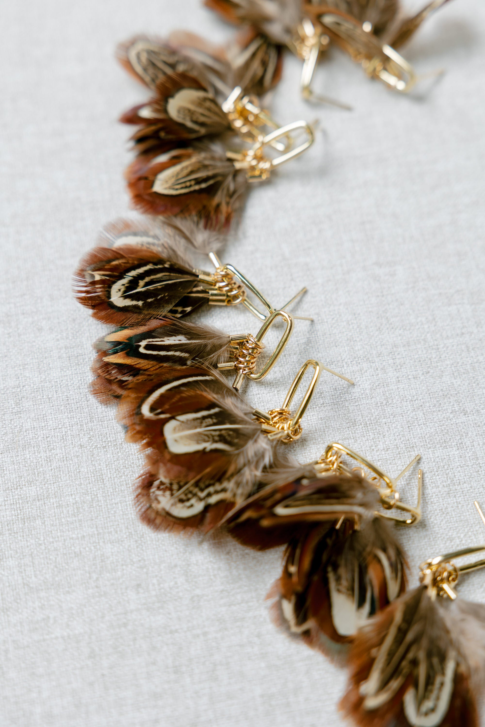 Pre-Order: Chestnut Pheasant Fall Feather Tassel Statement Earrings
