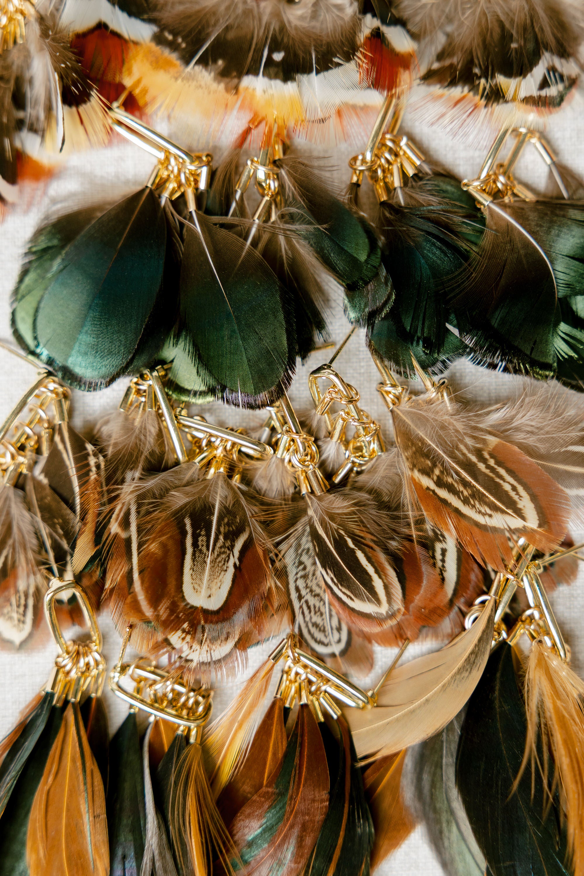 Juniper Fall Feather Tassel Statement Earrings