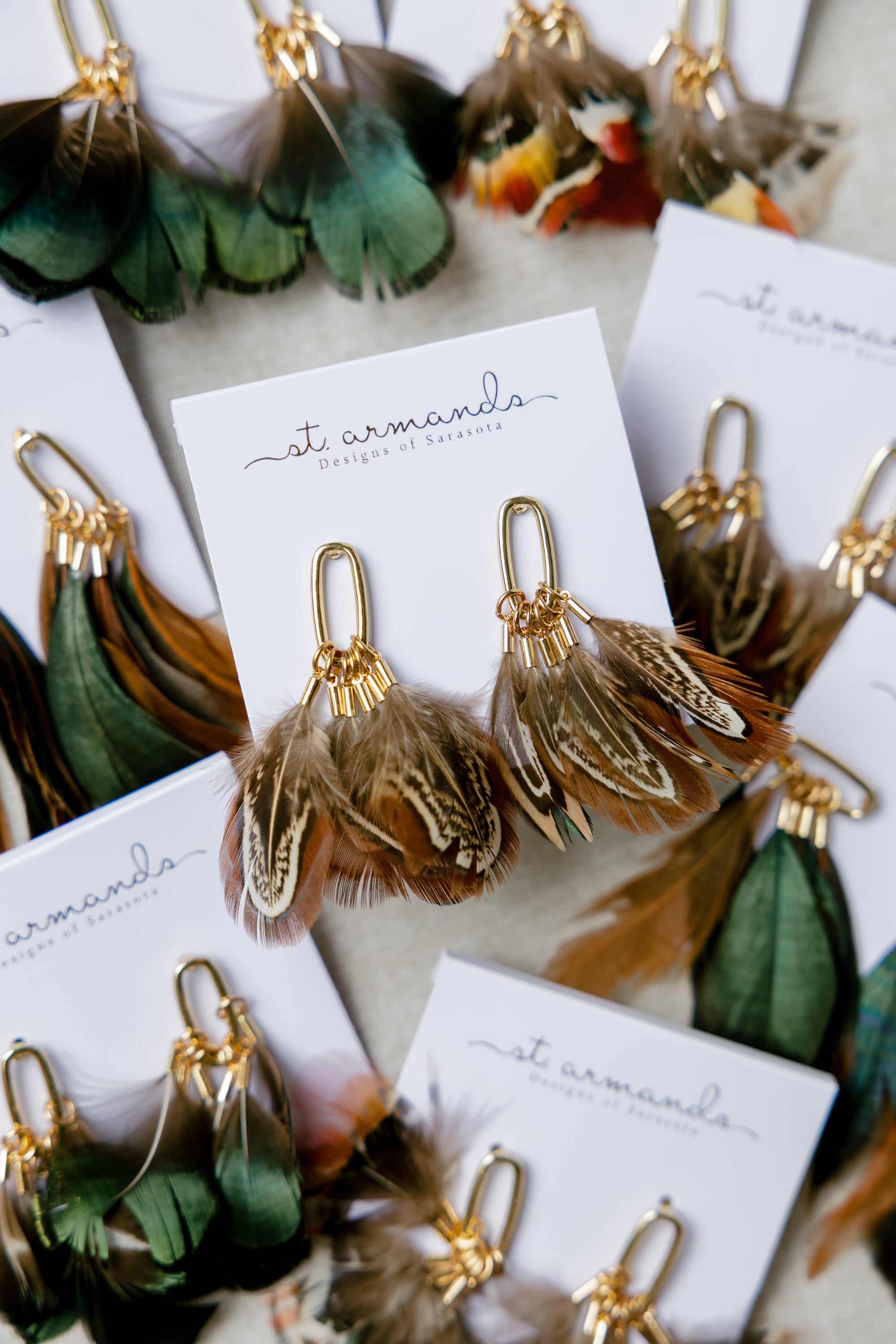 Pre-Order: Chestnut Pheasant Fall Feather Tassel Statement Earrings
