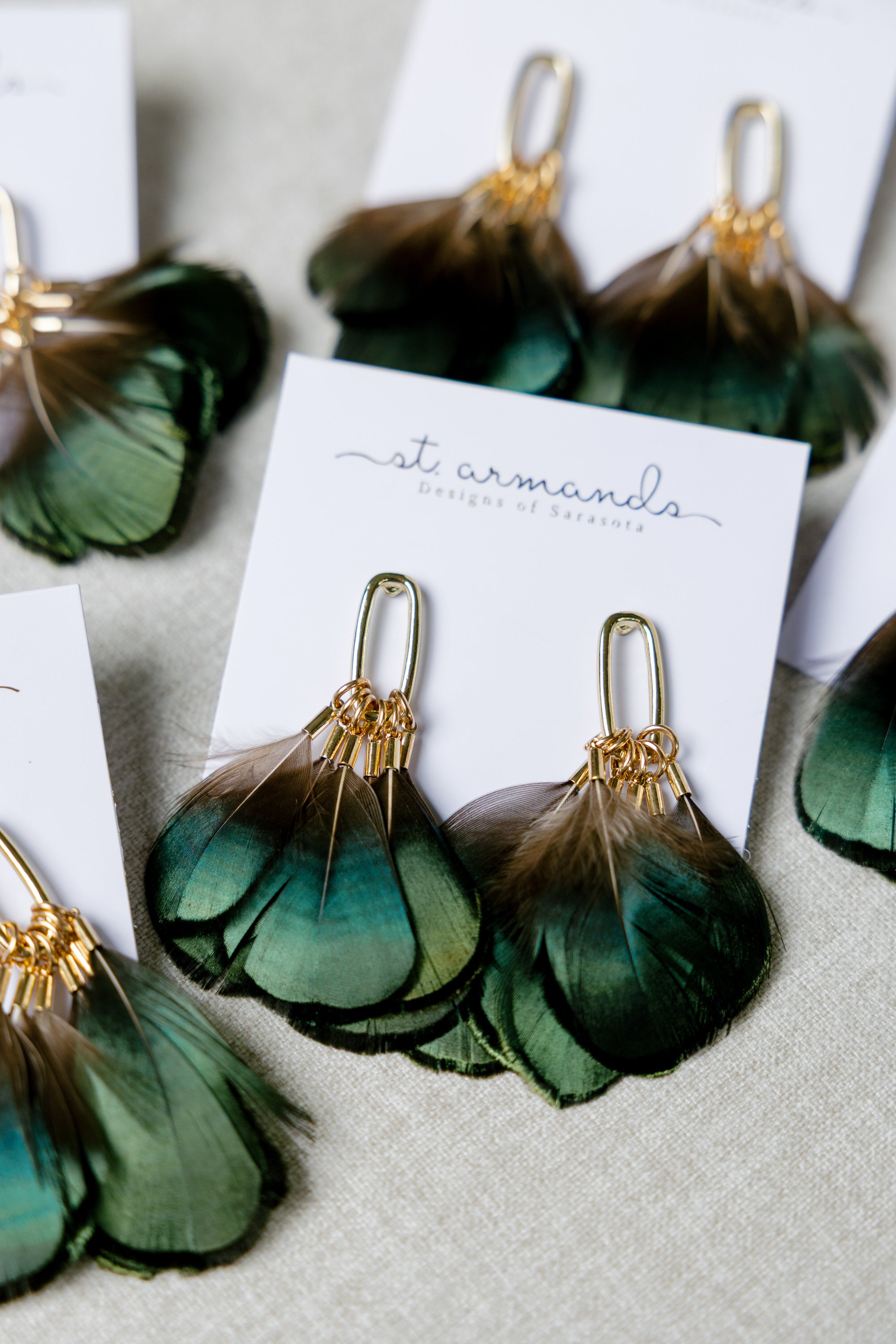 Juniper Fall Feather Tassel Statement Earrings