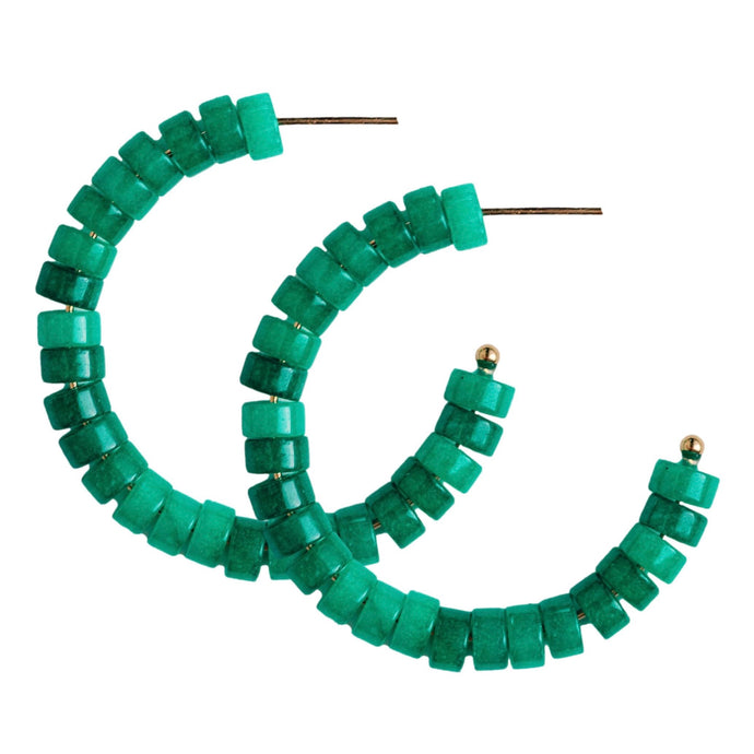 Green Beaded Candy Hoops
