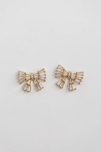 Gold Maxi Sparkler Statement Stud Bow Earrings