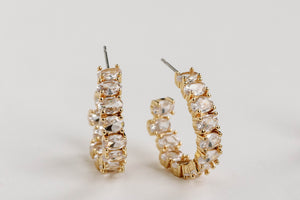 White Diamond Inside-Out Jeweled Hoop Statement Earrings