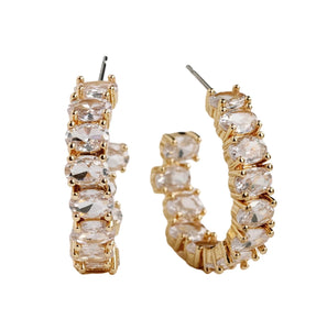 White Diamond Inside-Out Jeweled Hoop Statement Earrings