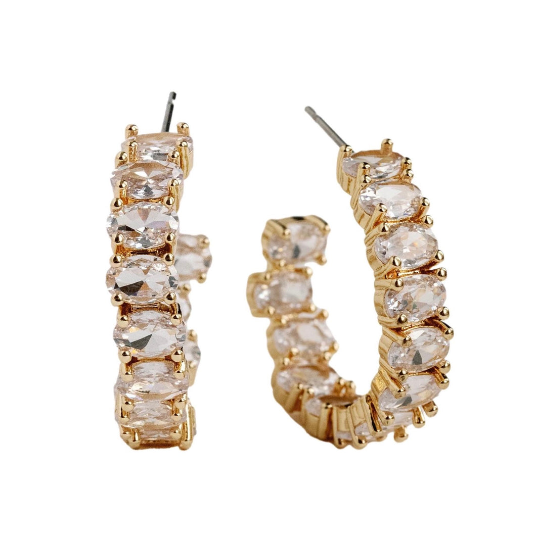 White Diamond Inside-Out Jeweled Hoop Statement Earrings