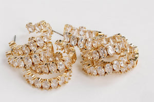 White Diamond Inside-Out Jeweled Hoop Statement Earrings