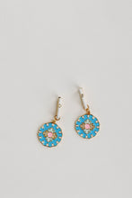 Blue Capri Tile Enamel Charm Statement Earrings