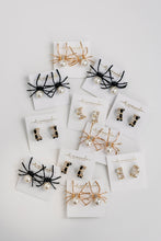 Black Spooky Spider and Pearl Halloween Statement Earrings