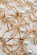 Gold Spooky Spider and Pearl Halloween Statement Earrings