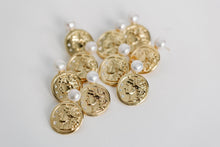 Genuine Pearl and Gold Coin Statement Earrings