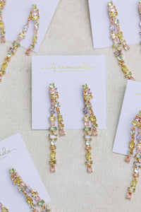 Pastel Toned Crystal Layered Duster Statement Earrings (Pre-Order)
