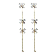 Diamond Bow Gold Duster Drop Earrings